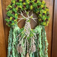 Tree of Life Witch Bells, 9 Inch Mossy Wreath, Spring Ostara Decor, Housewarming Gifts, Spirit Altar Bells, Earthy Pagan, MADE TO ORDER