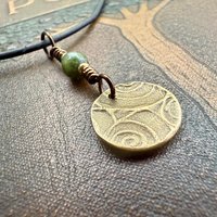 Four Leaf Clover, Bronze Necklace, Wax Seal Charm, Connemara Marble, Irish Celtic Jewelry, Lucky Charm, Celtic Witch, Irish Shamrock Luck