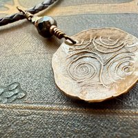 Copper Raven, Wax Seal Charm, Irish Celtic, Czech Glass, Leather & Vegan Cords, Crow Corvid, Handmade Art Jewelry, Celtic Witch, Messengers