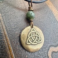Bronze Trinity Knot, Triquetra, Wax Seal Charm, Connemara Marble, Irish Celtic Jewelry, Pagan, 8th Anniversary, Triple Goddess, Celtic Witch