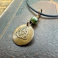 Bronze Trinity Knot, Triquetra, Wax Seal Charm, Connemara Marble, Irish Celtic Jewelry, Pagan, 8th Anniversary, Triple Goddess, Celtic Witch