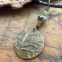 Tree of Life Charm, Bronze Necklace, Tree Branches, Czech Glass Beads, Domed Pendant, Hand Carved, Celtic Witch, Pagan Druid, Earth Lover