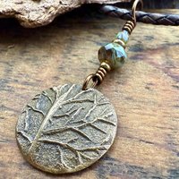 Tree of Life Charm, Bronze Necklace, Tree Branches, Czech Glass Beads, Domed Pendant, Hand Carved, Celtic Witch, Pagan Druid, Earth Lover