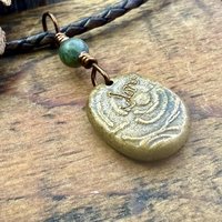 Bronze Celtic Cross, Wax Seal Charm, Connemara Marble, Irish Celtic, Chunky Cross Necklace, Leather Vegan Cord, Ancient Symbols, Talisman