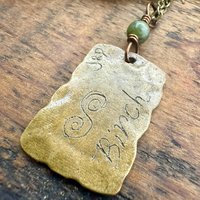 Birch Tree Ogham Charm, Bronze Pendant, Connemara Marble, Celtic Tree Astrology, Hand Carved, Irish Celtic Jewelry, December 24 – January 20