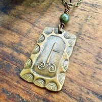 Birch Tree Ogham Charm, Bronze Pendant, Connemara Marble, Celtic Tree Astrology, Hand Carved, Irish Celtic Jewelry, December 24 – January 20