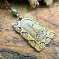 Birch Tree Ogham Charm, Bronze Pendant, Connemara Marble, Celtic Tree Astrology, Hand Carved, Irish Celtic Jewelry, December 24 – January 20