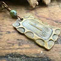 Birch Tree Ogham Charm, Bronze Pendant, Connemara Marble, Celtic Tree Astrology, Hand Carved, Irish Celtic Jewelry, December 24 – January 20