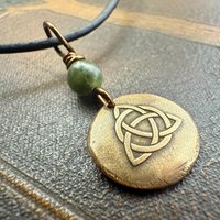 Bronze Trinity Knot, Triquetra, Wax Seal Charm, Connemara Marble, Irish Celtic Jewelry, Pagan, 8th Anniversary, Triple Goddess, Celtic Witch