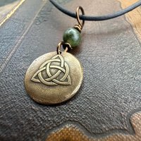 Bronze Trinity Knot, Triquetra, Wax Seal Charm, Connemara Marble, Irish Celtic Jewelry, Pagan, 8th Anniversary, Triple Goddess, Celtic Witch