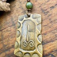 Birch Tree Ogham Charm, Bronze Pendant, Connemara Marble, Celtic Tree Astrology, Hand Carved, Irish Celtic Jewelry, December 24 – January 20