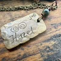 Hazel Tree Ogham Charm, Bronze Pendant, Celtic Tree Astrology, Connemara Marble, Hand Carved, Spirals, Celtic Zodiac, August 5 – September 1