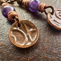 Scottish Thistle Earrings, Outlander Gifts, Copper Anniversary, Thistle of Scotland, Amethyst, Wax Seal Charm, Highlander, Disc Earrings