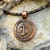 Door County Wisconsin, Anchor Charm, Copper Pendant, Celtic Spiral, Nautical Sailing, Protection Guidance Talisman, Great Lakes, Journey