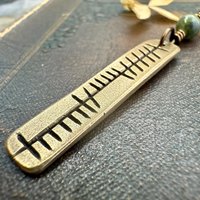 Anam Cara Ogham Necklace, Soul Friend, Bronze Bar Charm, Connemara Marble, Irish Celtic, Soul Mate, Gifts of Love, Irish Gaelic, Best Friend