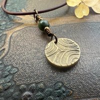 Four Leaf Clover Heart, Bronze Wax Seal Charm, Connemara Marble, Irish Celtic Jewelry, 4 Leaf Clover, Lucky Love Charm, Leather & Vegan Cord