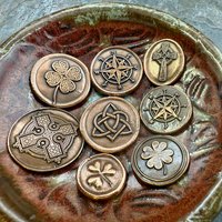 Copper Pocket Charms, Good Luck, Safety Protection, Magical Charms, Talisman Amulet, Compass, Celtic Cross, Shamrock Clover, Pocket Tokens
