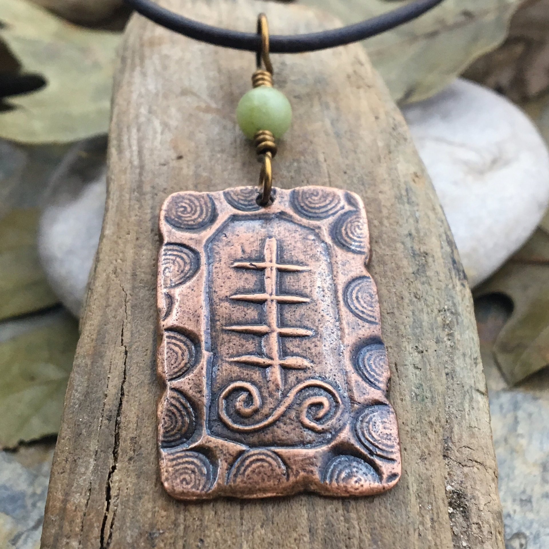 Aspen Poplar Ogham, Connemara Marble, Irish Celtic Jewelry, Ogham Jewelry, Pagan Druid, Copper Ogham, Celtic Tree Astrology, Hand Carved