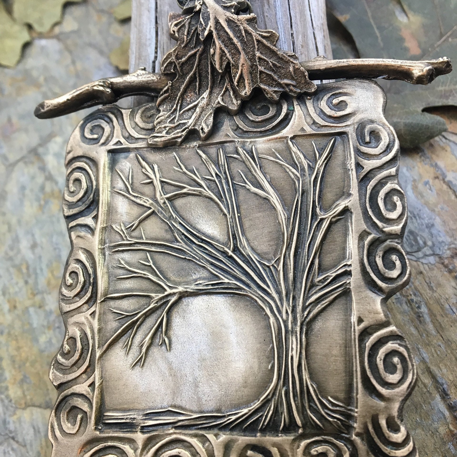 Celtic Tree of Life, Bronze Tree Necklace, Hand Carved Art Jewelry, Large Statement Pendant, Irish Celtic Spirals, Soul Harbor Jewelry