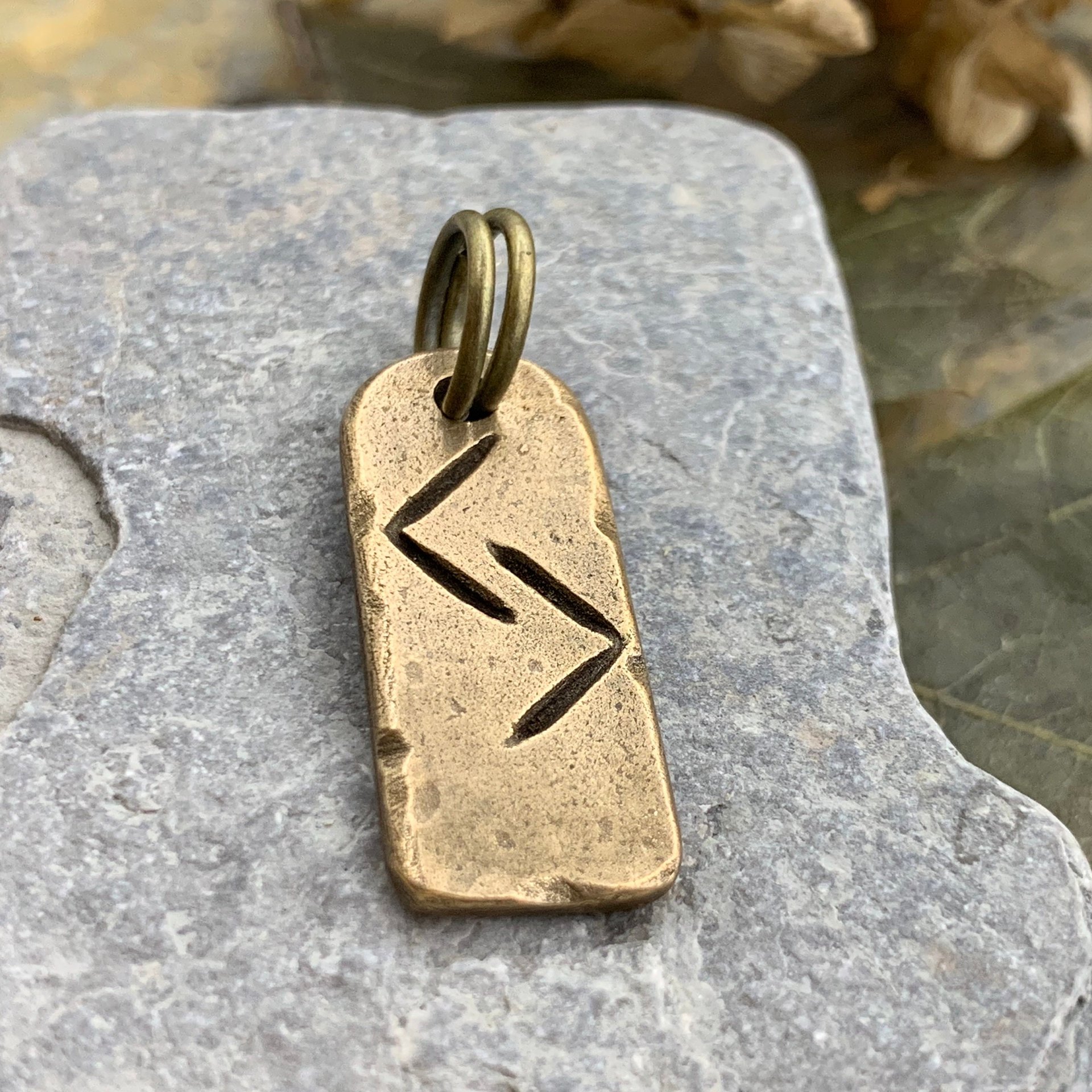 Jera Rune, Bronze Charm, Handmade and Carved, Men's Viking Jewelry, Nordic Norse Gifts, Elder Futhark, Leather & Vegan Cords, Ancient Pagan