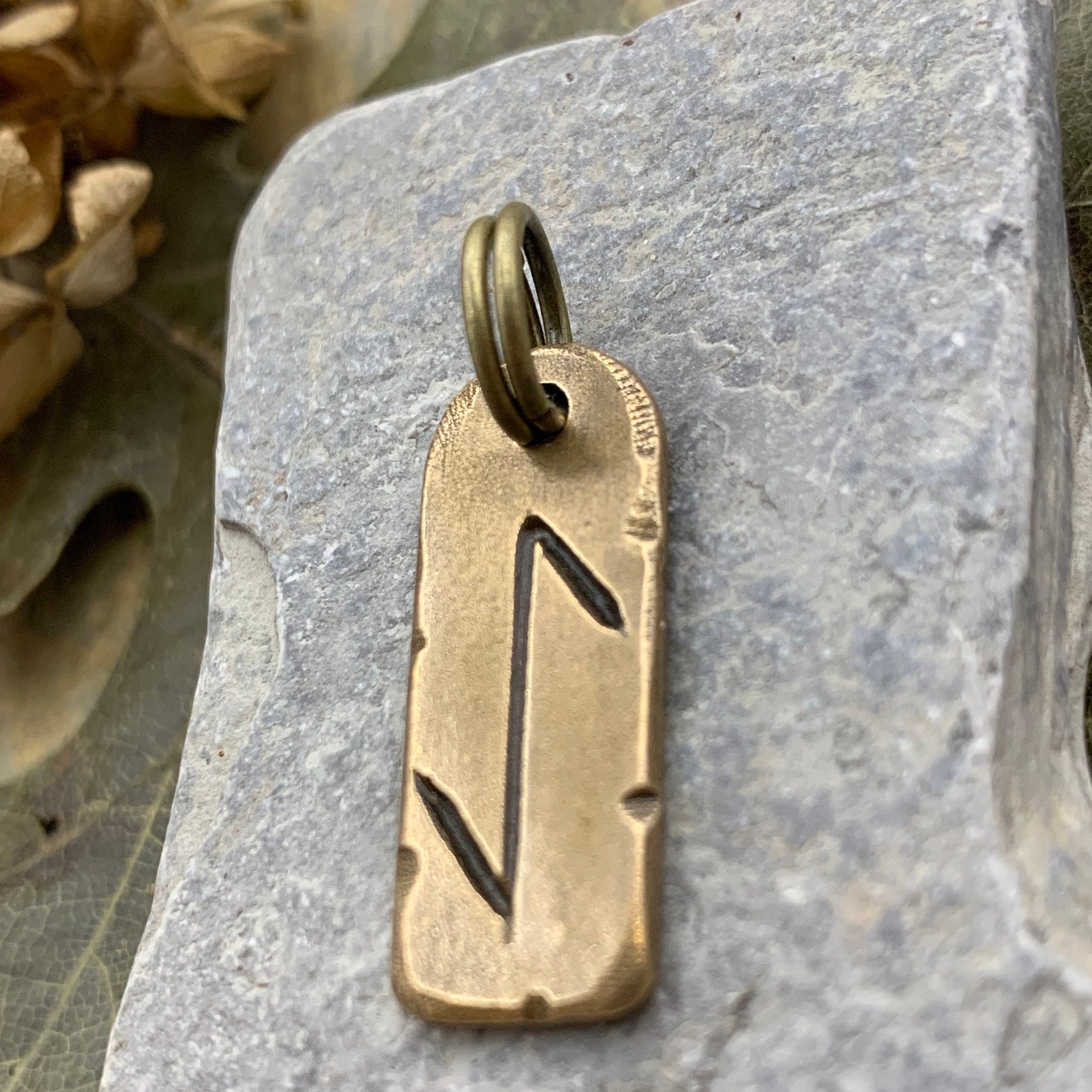 Eihwaz Rune, Bronze Charm Pendant, Men's Viking Jewelry, Handmade Hand-carved, Unisex Charms, Ancient Pagan, Norse Nordic Gifts, Cords Chain