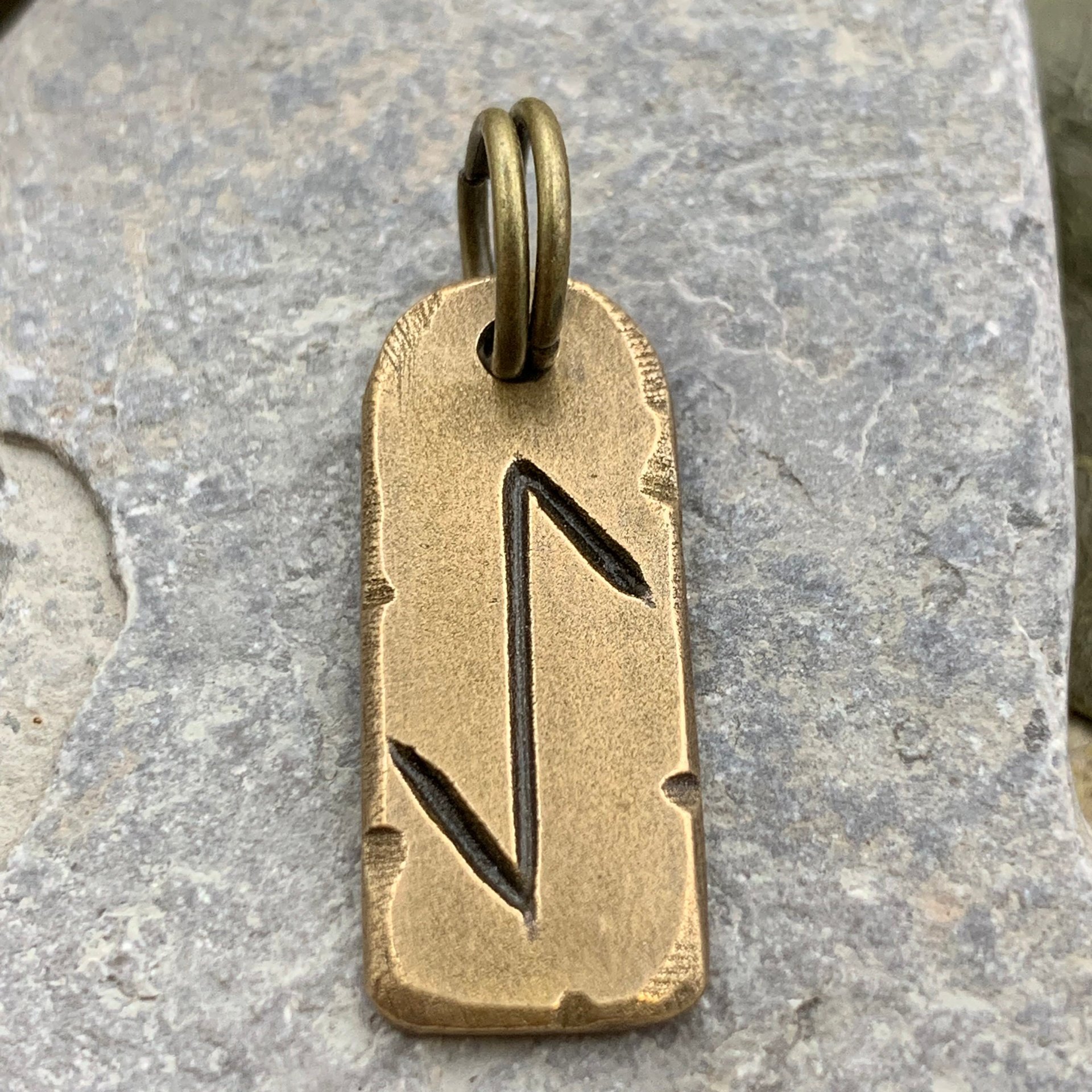 Eihwaz Rune, Bronze Charm Pendant, Men's Viking Jewelry, Handmade Hand-carved, Unisex Charms, Ancient Pagan, Norse Nordic Gifts, Cords Chain