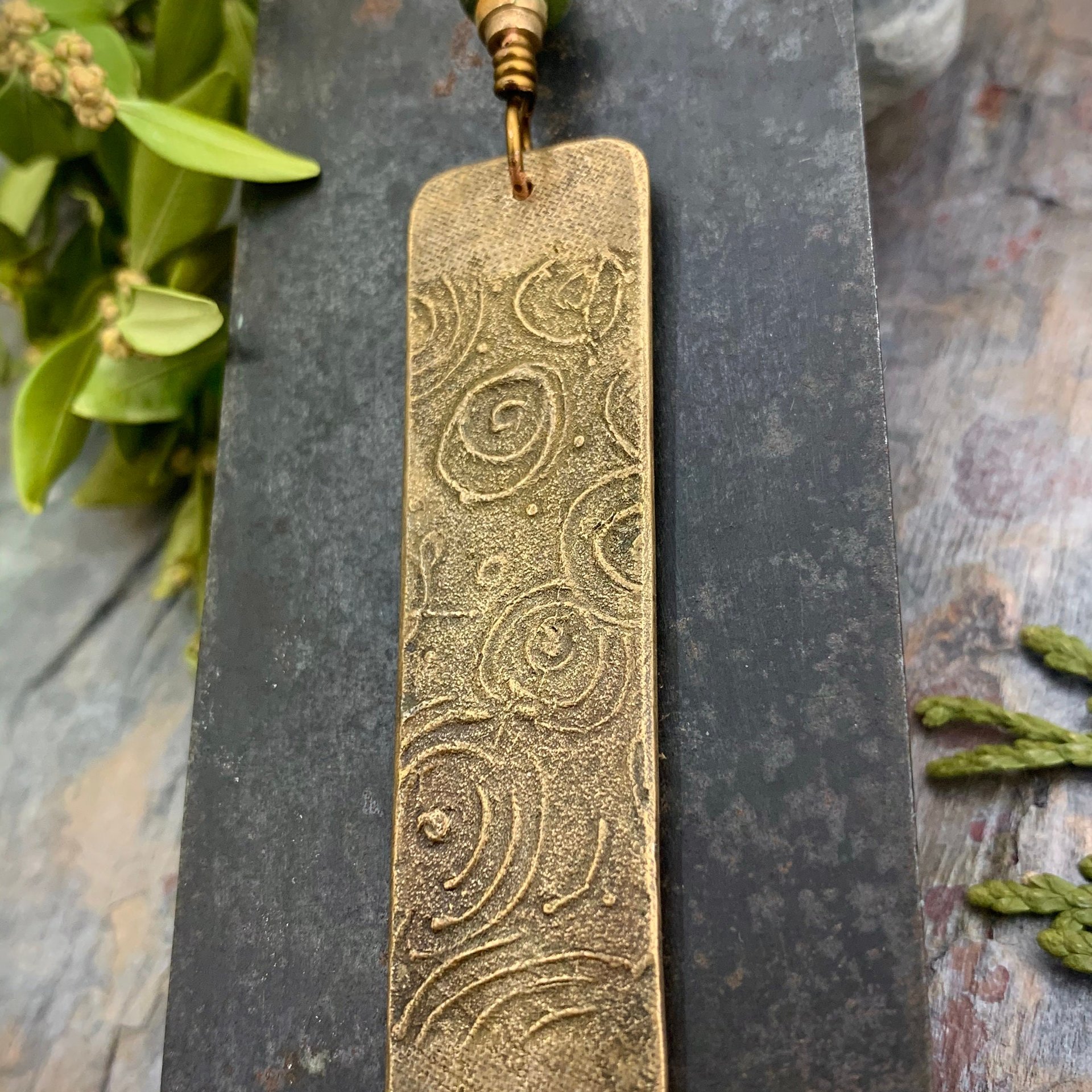 Tree of Life, Bronze Pendant, Connemara Marble, Irish Celtic Jewelry, Long Tree Necklace, Celtic Spirals, Hand Carved, Soul Harbor Jewelry