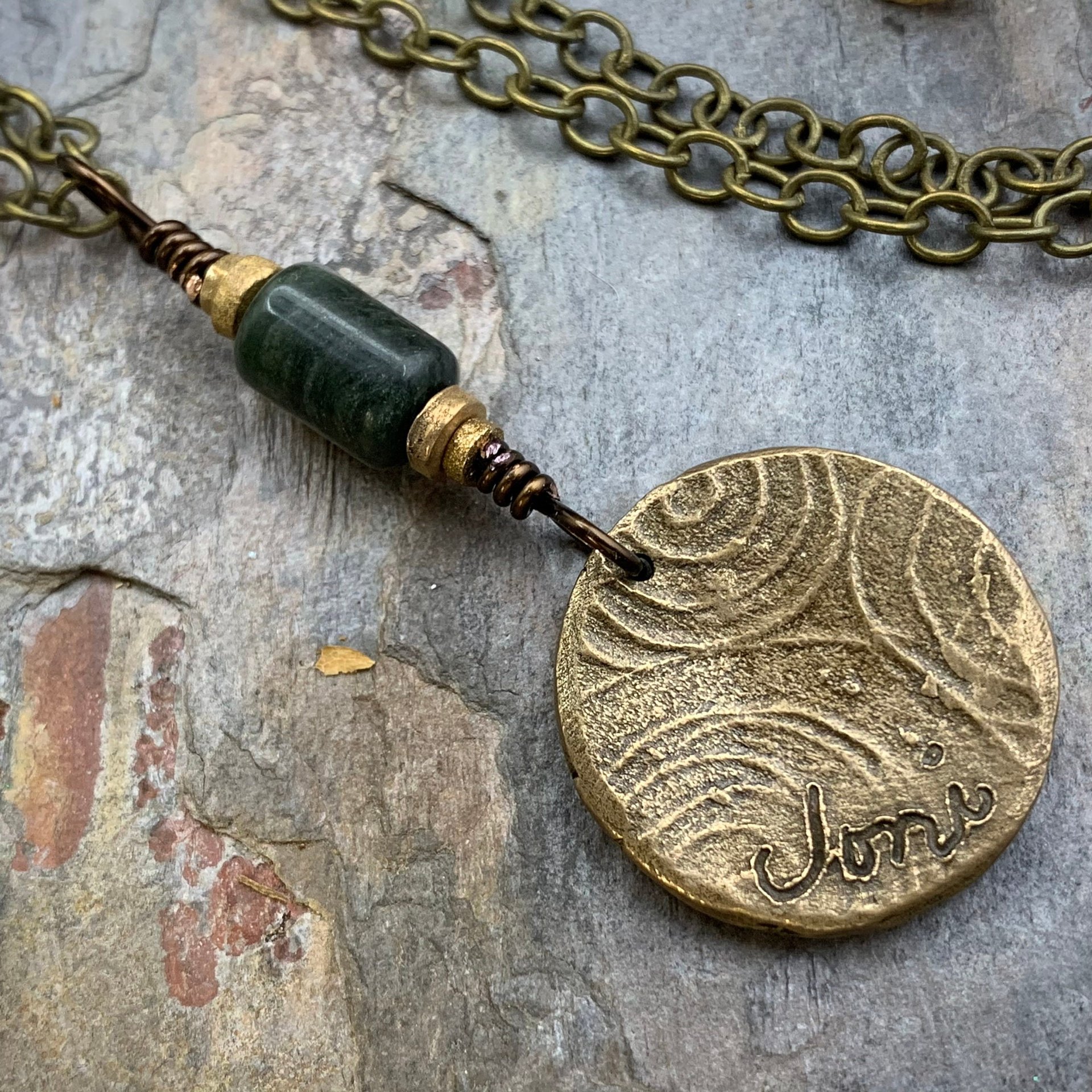 Celtic Tree of Life Charm, Bronze Pendant, Connemara Marble, Irish Celtic Jewelry, Hand Carved Art, Crann Bethadh, Leather & Vegan Cords