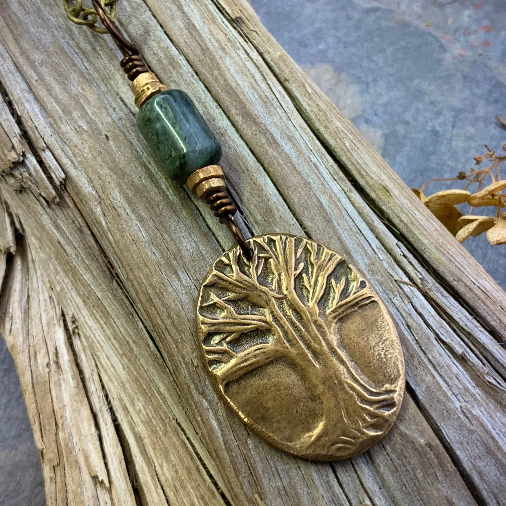 Celtic Tree of Life, Bronze Pendant, Connemara Marble, Irish Celtic Jewelry, Oval Tree of Life, Crann Bethadh, Soul Harbor Jewelry