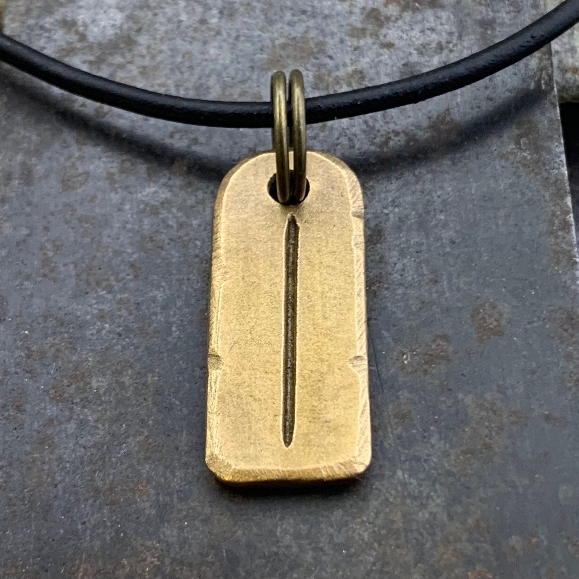 Isa Rune Charm, Bronze Rune Pendant, Viking Jewelry, Hand Carved, Elder Futhark, Germanic Runes, Leather & Vegan Cords, Norse Nordic Odin