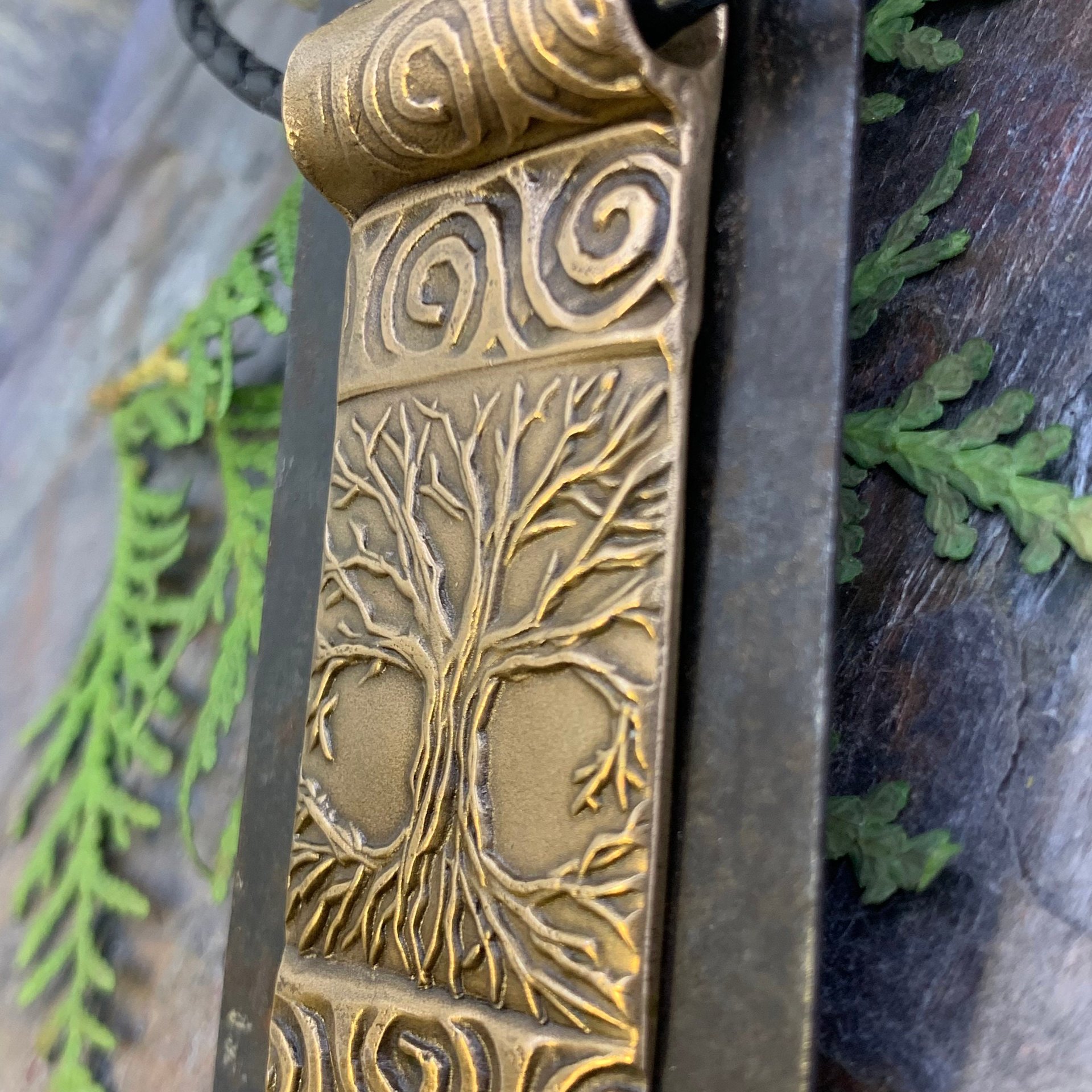 Celtic Tree of Life, Bronze Tree Pendant, Hand Carved, Irish Celtic Spirals, Crann Bethadh, Druid Pagan, Handmade Art, Soul Harbor Jewelry