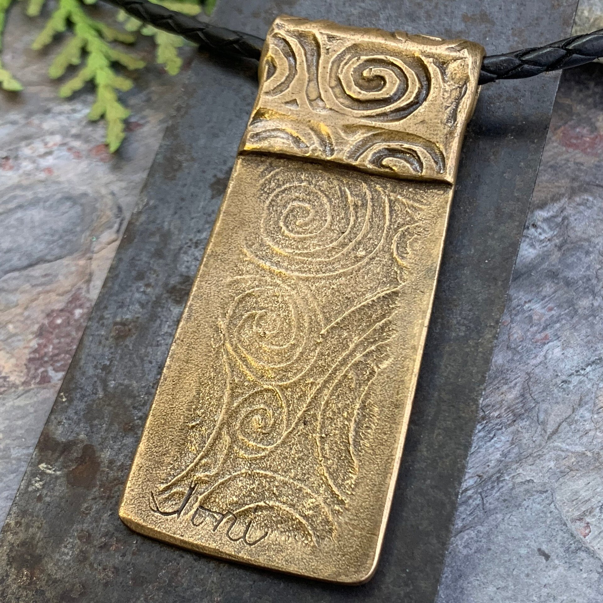Two Trees Bronze Pendant, Celtic Tree of Life, Hand Carved, Irish Celtic Spirals, Intertwined, Handmade Art Jewelry, 8th Anniversary Gifts
