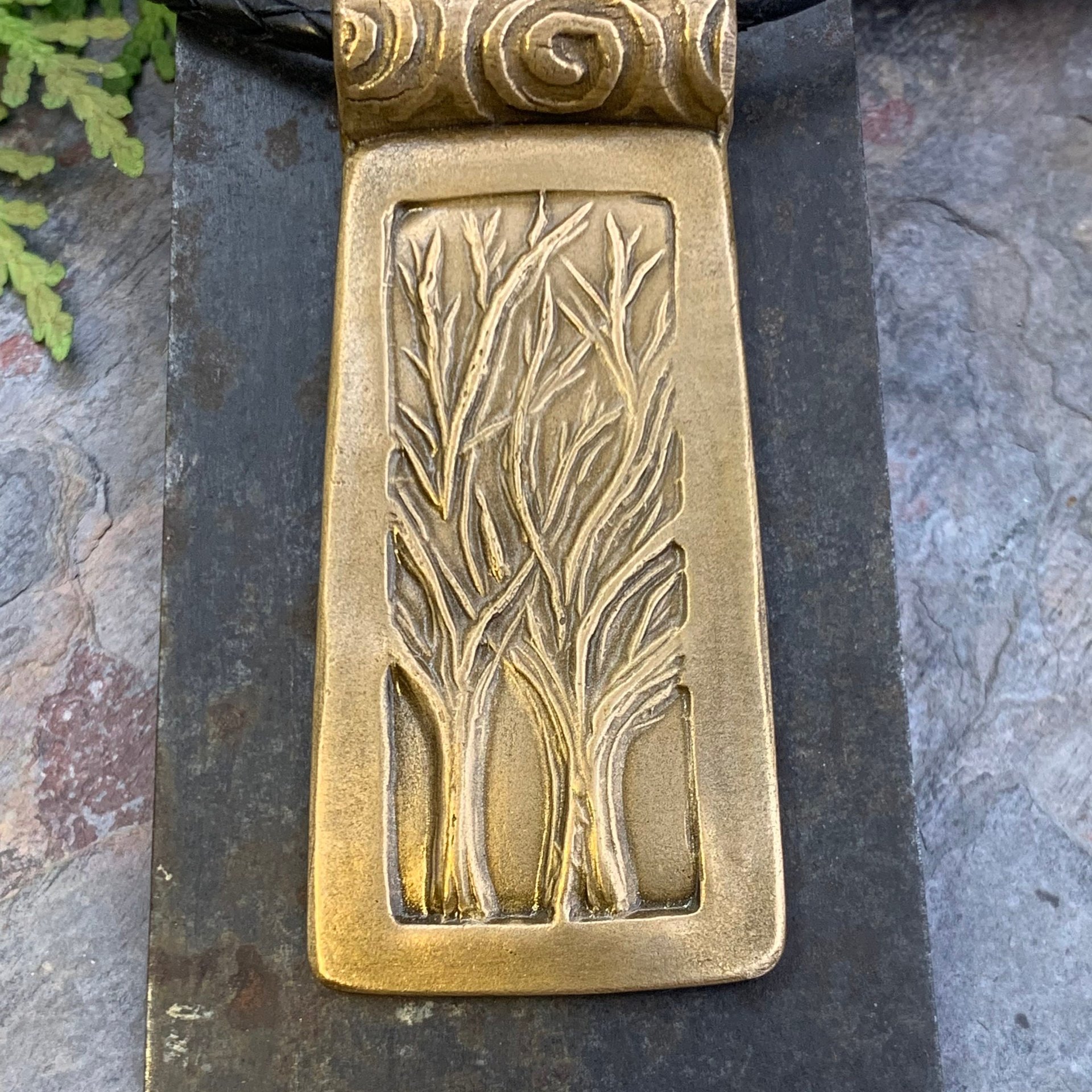 Two Trees Bronze Pendant, Celtic Tree of Life, Hand Carved, Irish Celtic Spirals, Intertwined, Handmade Art Jewelry, 8th Anniversary Gifts