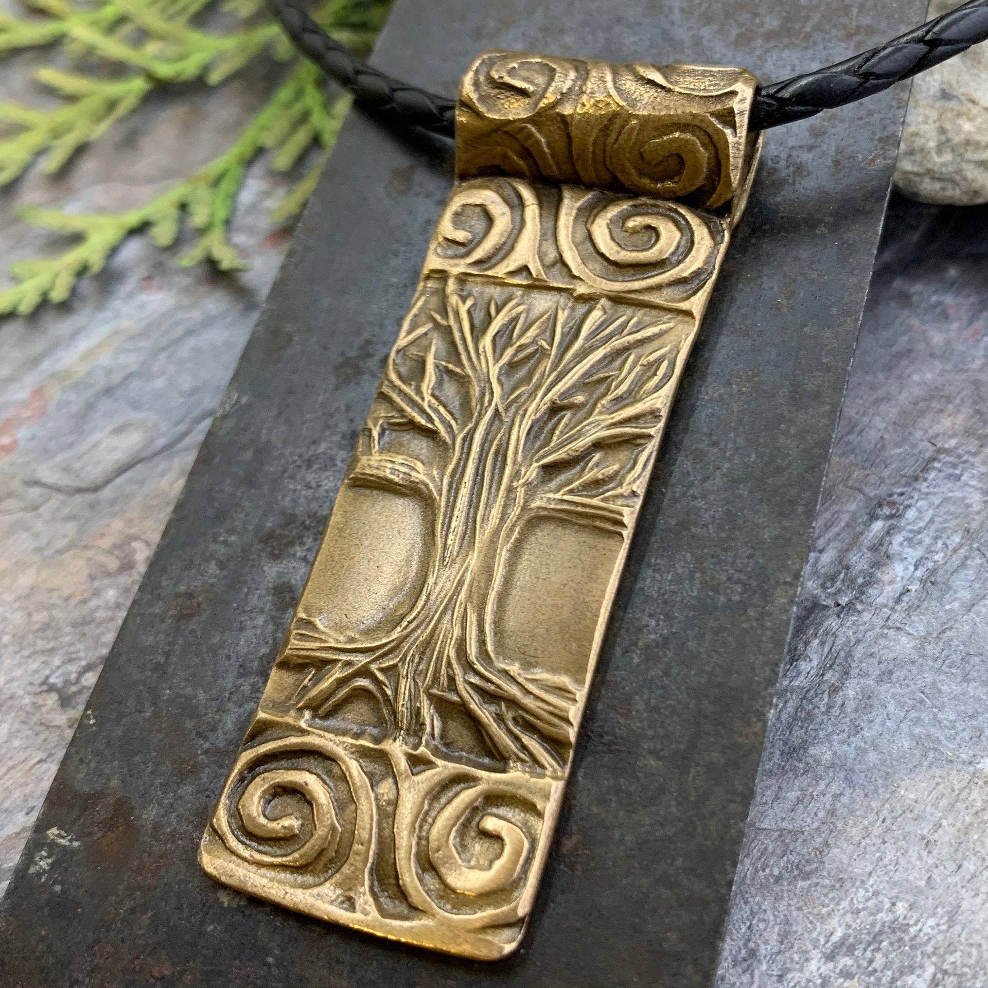 Celtic Tree of Life, Bronze Tree Pendant, Hand Carved Art Jewelry, Irish Celtic Spirals, Crann Bethadh, 8th Anniversary, Soul Harbor Jewelry