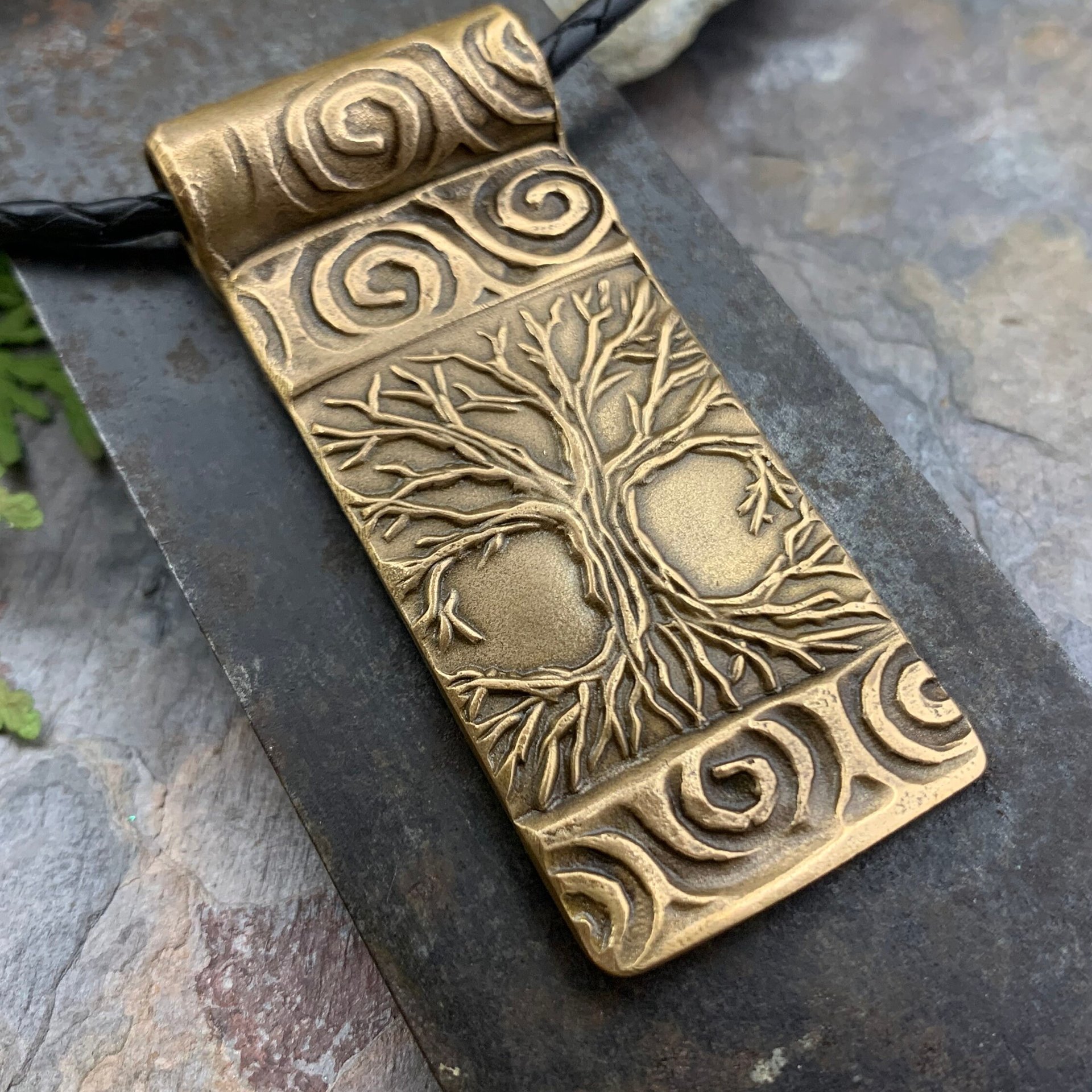 Celtic Tree of Life, Bronze Tree Pendant, Hand Carved, Irish Celtic Spirals, Crann Bethadh, Druid Pagan, Handmade Art, Soul Harbor Jewelry