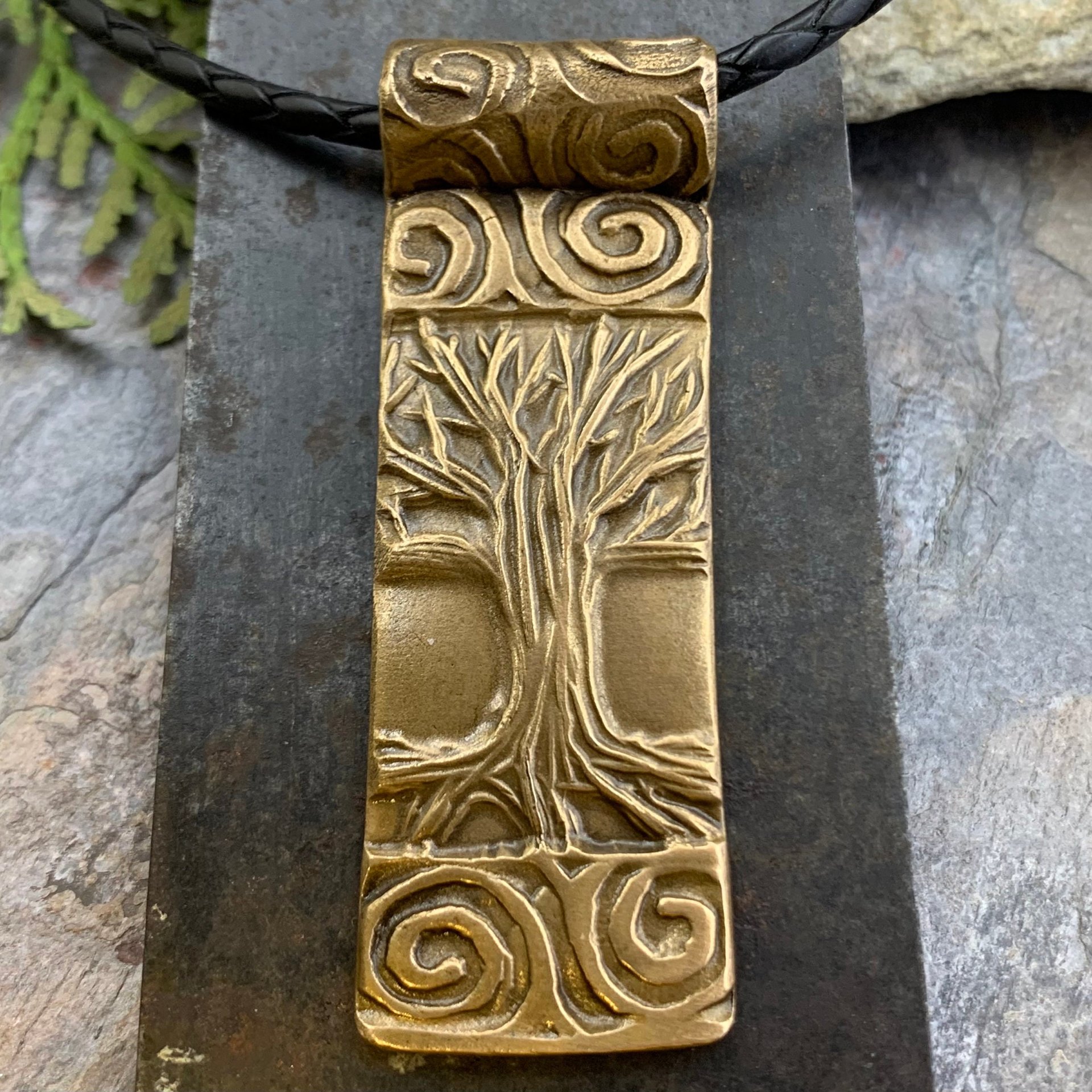 Celtic Tree of Life, Bronze Tree Pendant, Hand Carved Art Jewelry, Irish Celtic Spirals, Crann Bethadh, 8th Anniversary, Soul Harbor Jewelry