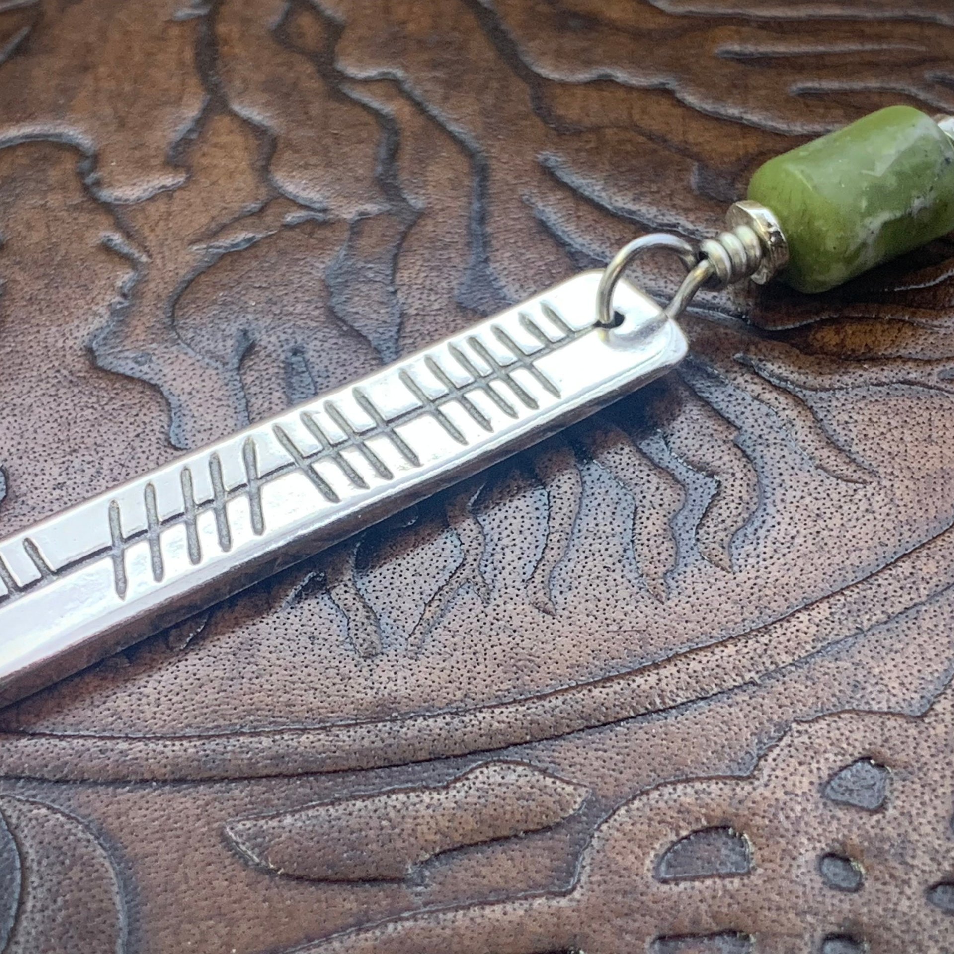 Creid Ogham Necklace, Believe Bar Charm, Sterling Silver, Connemara Marble, Irish Celtic Jewelry, Hand Carved, Believe In, Art Jewelry