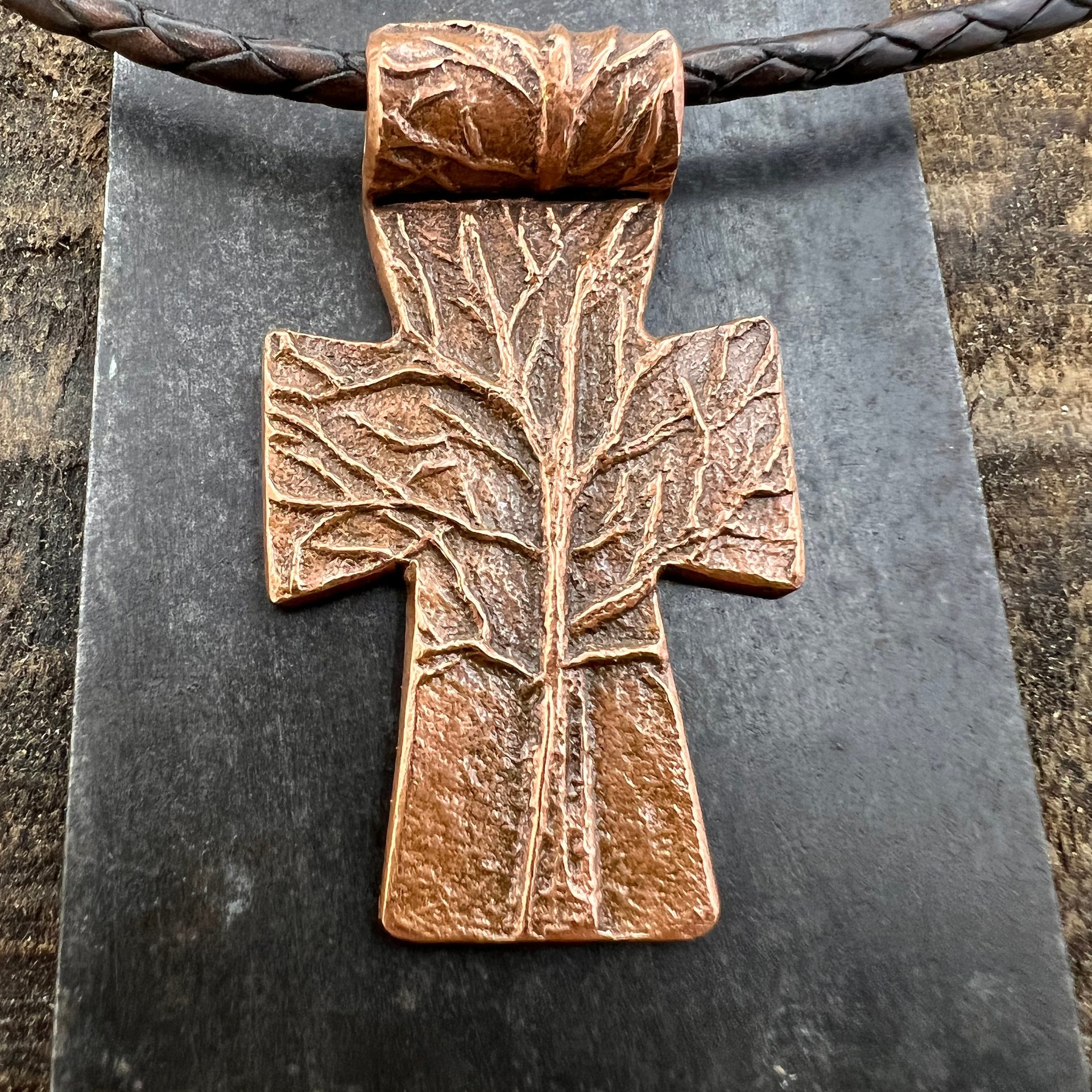 Tree Cross Pendant, Copper Cross, Tree Branch Cross, Men's Jewelry, Irish Celtic Trees, Hand-Carved, Spiritual Gifts, Tree of Life, Earthy
