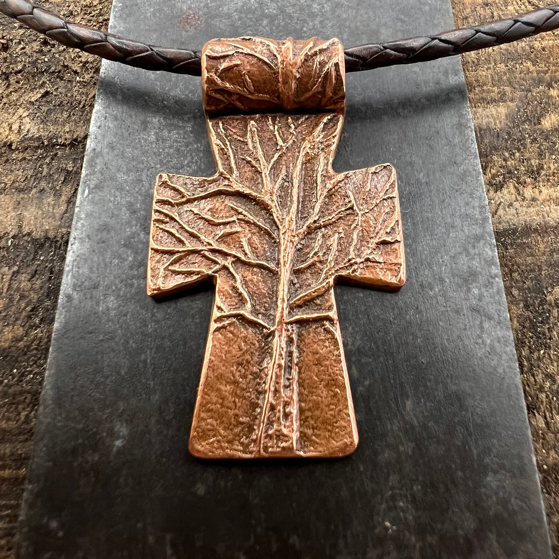 Tree Cross Pendant, Copper Cross, Tree Branch Cross, Men's Jewelry, Irish Celtic Trees, Hand-Carved, Spiritual Gifts, Tree of Life, Earthy