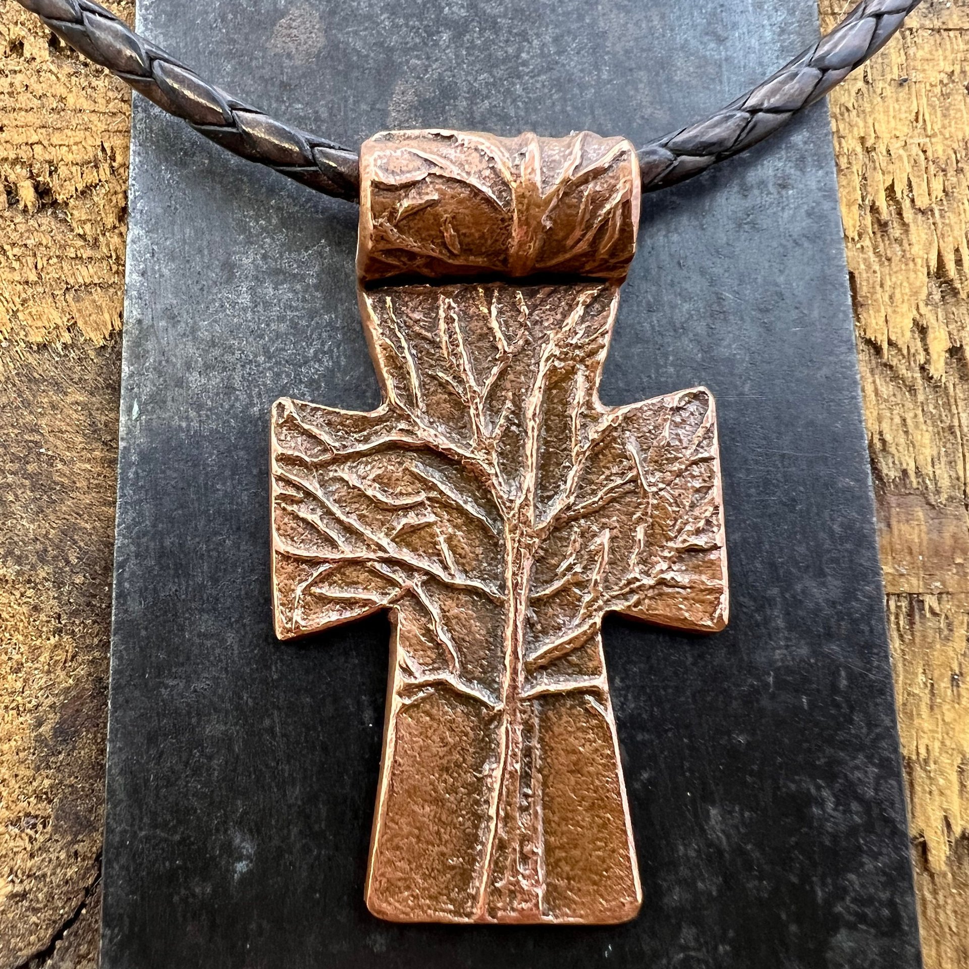 Tree Cross Pendant, Copper Cross, Tree Branch Cross, Men's Jewelry, Irish Celtic Trees, Hand-Carved, Spiritual Gifts, Tree of Life, Earthy