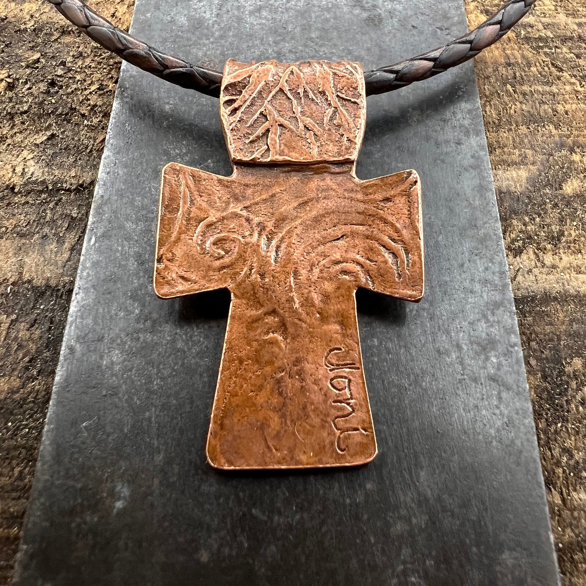 Tree Cross Pendant, Copper Cross, Tree Branch Cross, Men's Jewelry, Irish Celtic Trees, Hand-Carved, Spiritual Gifts, Tree of Life, Earthy