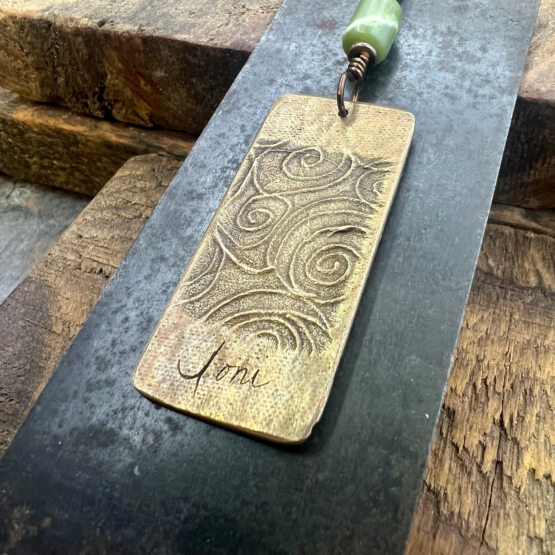 Bronze Ginkgo Leaf Pendant, Irish Celtic Spirals, Connemara Marble, Leather & Vegan Cords, Earthy Rustic, Celtic Green Witch
