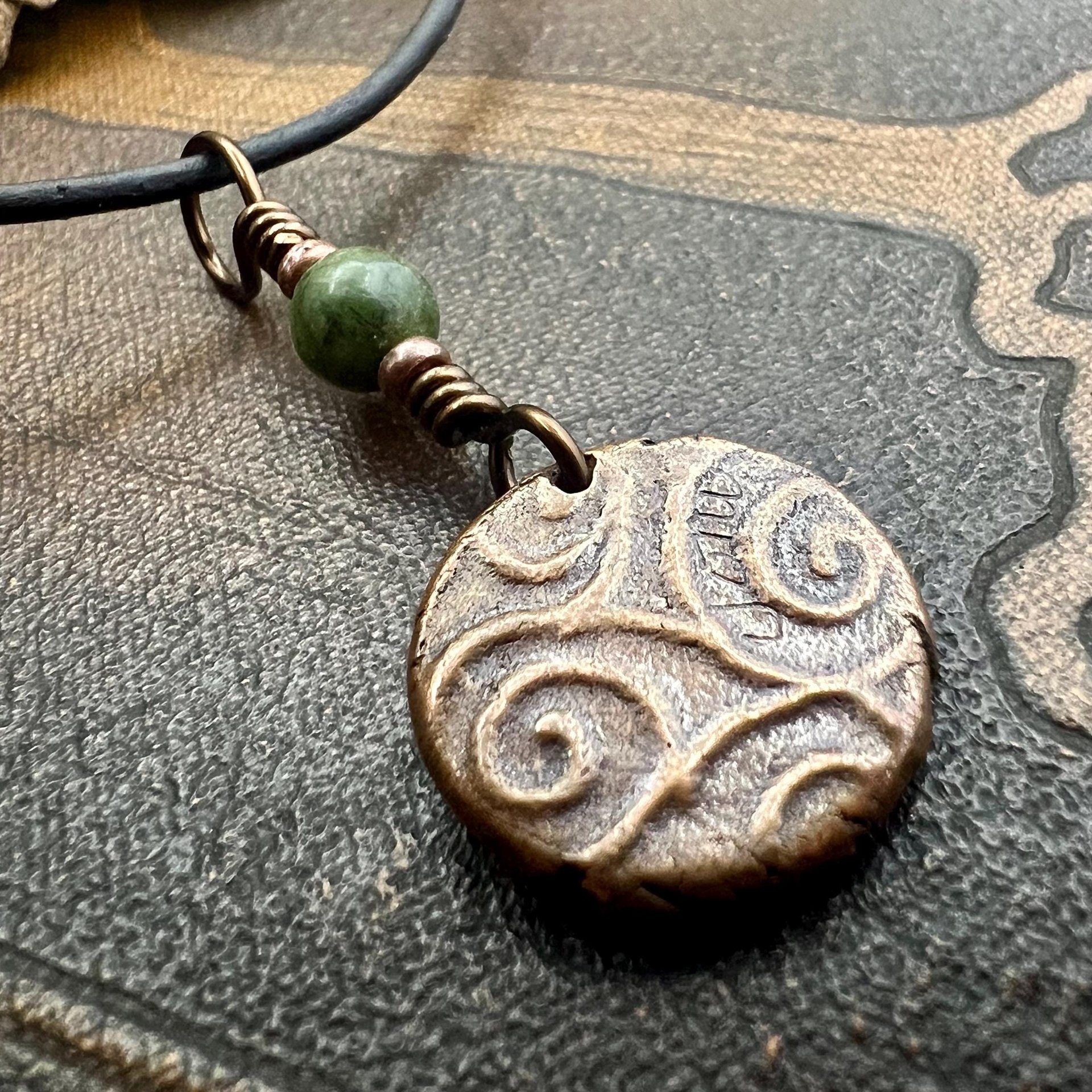 Copper Trinity Knot, Triquetra, Wax Seal Charm, Connemara Marble, Irish Celtic Jewelry, Pagan, 7th Anniversary, Triple Goddess, Celtic Witch