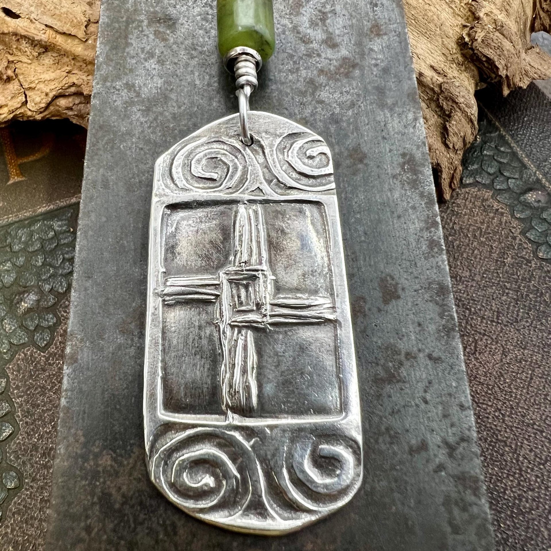 St Brigid’s Cross, Sterling Silver, Connemara Marble, Irish Celtic, Spirals, Pagan Witch, Brigid of Kildare, Patron Saint Ireland, Imbolc