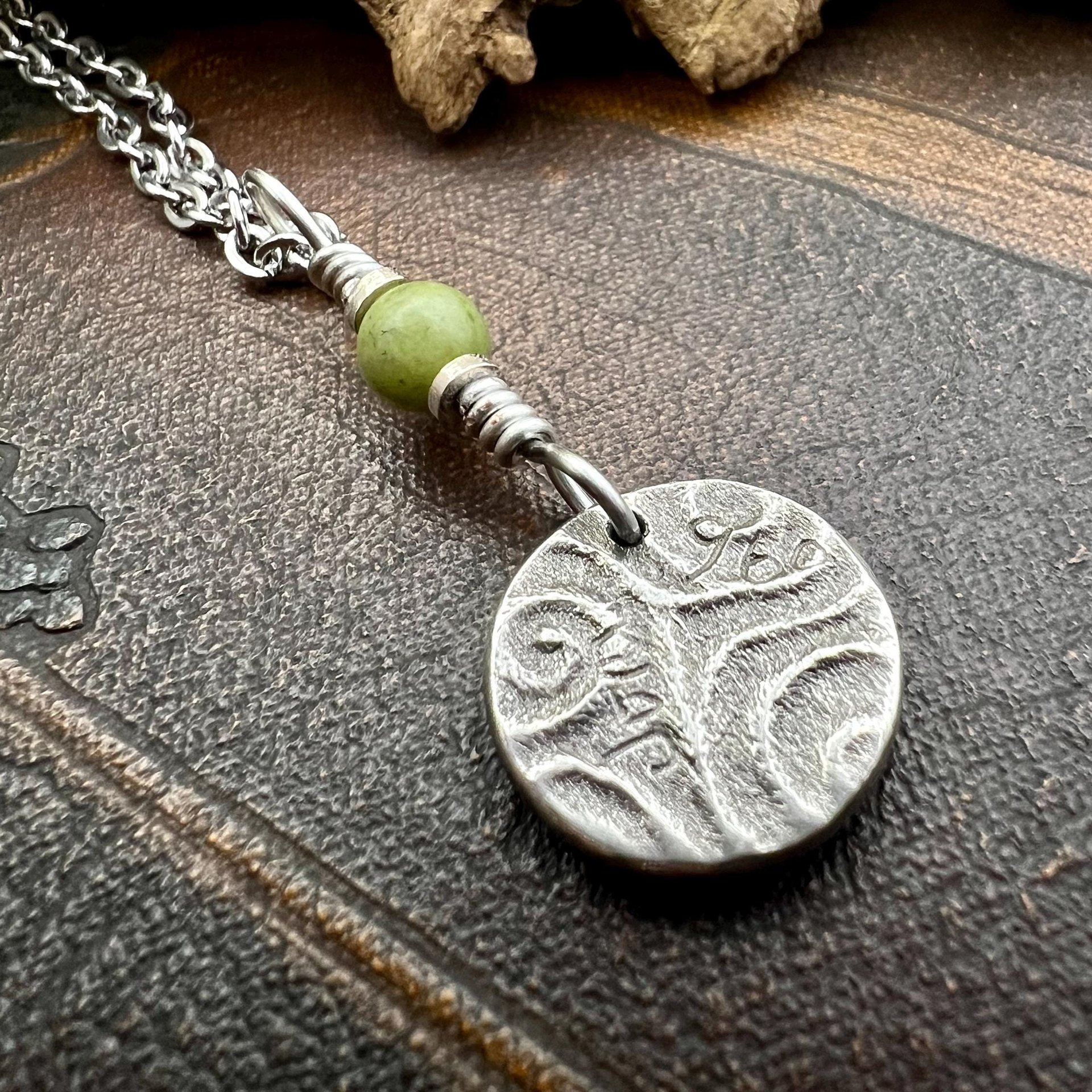 Four Leaf Clover, Sterling Silver, Wax Seal Charm, Connemara Marble, Irish Celtic Jewelry, Pagan Celtic Witch, 4 Leaf, Luck of the Irish
