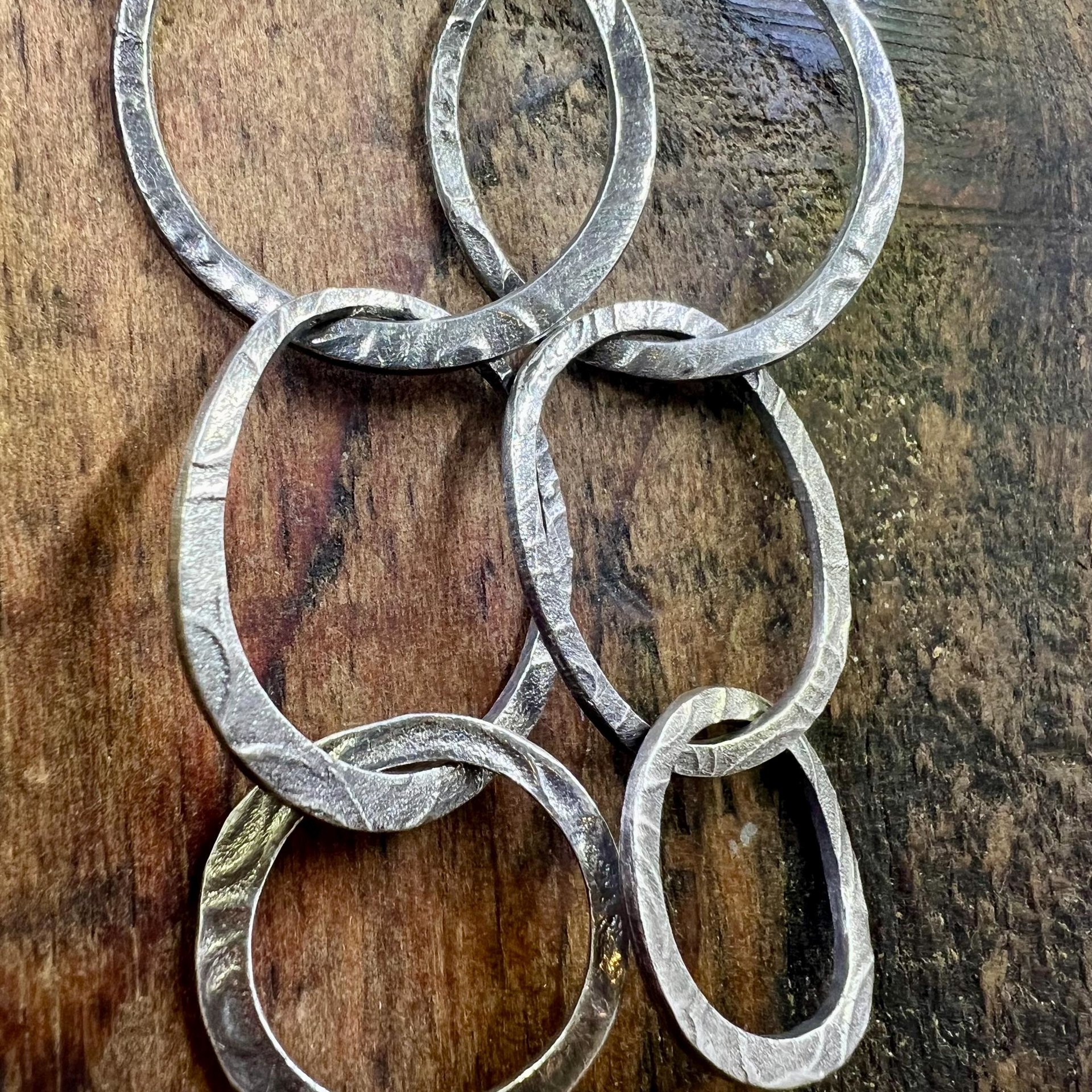 Triple Hoop Sterling Silver Earrings, Hypoallergenic Ear Wires, Long Statement Earrings, Hoop Dangles, Fun Jewelry, Earthy Rustic, Boho Chic