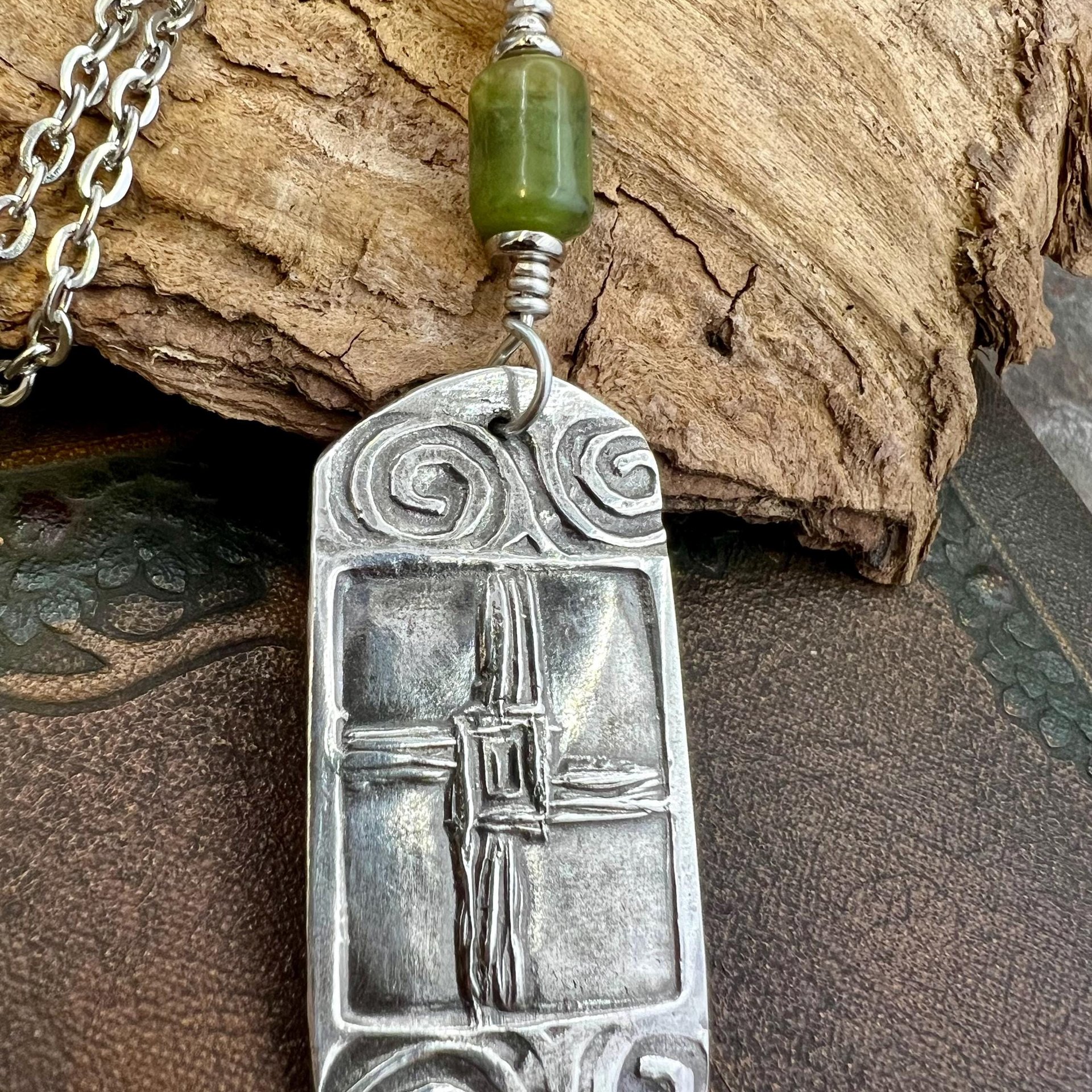 St Brigid’s Cross, Sterling Silver, Connemara Marble, Irish Celtic, Spirals, Pagan Witch, Brigid of Kildare, Patron Saint Ireland, Imbolc