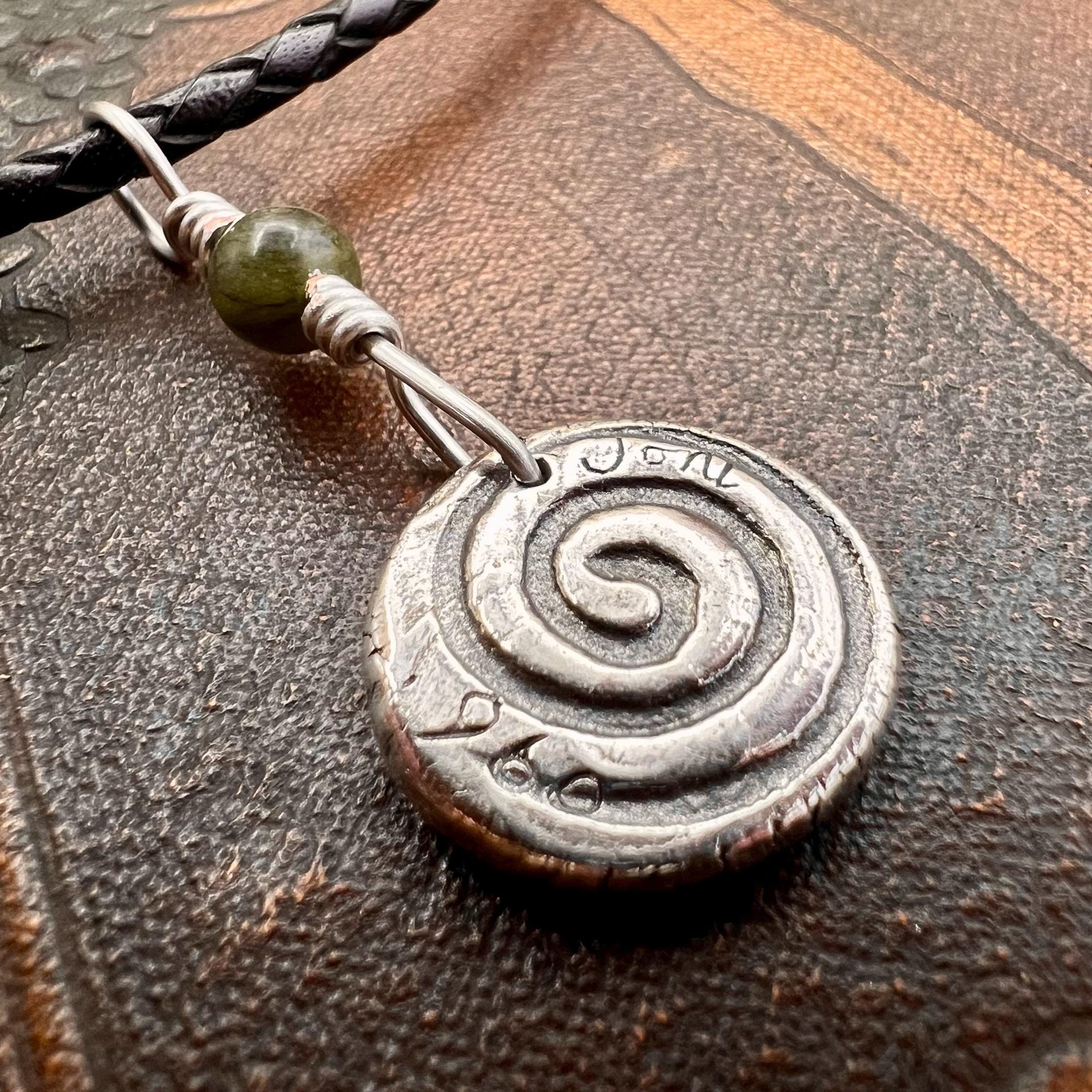 Sterling Silver Triskele, Connemara Marble Bead, Wax Seal Charm, Irish Celtic Jewelry, Triple Spiral, Triskelion, Triple Goddess, Trinity