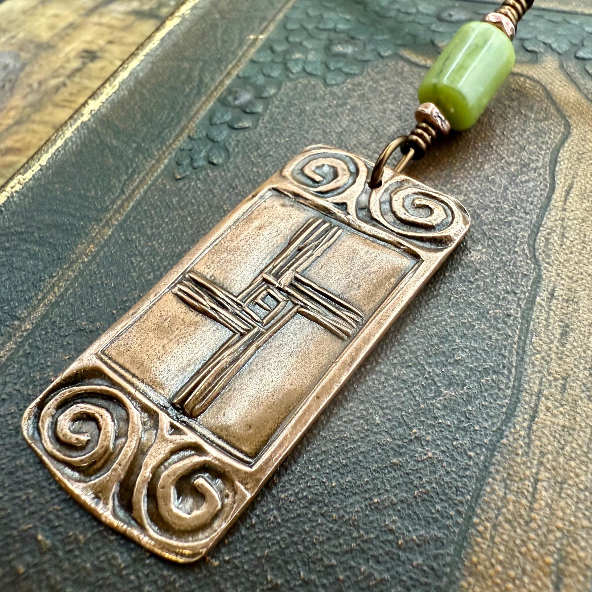 Saint Brigid's Cross, Copper & Connemara Marble Pendant, Irish Celtic Jewelry, Brigit Bridget, St Brigid of Kildare, Irish Cross, Imbolc