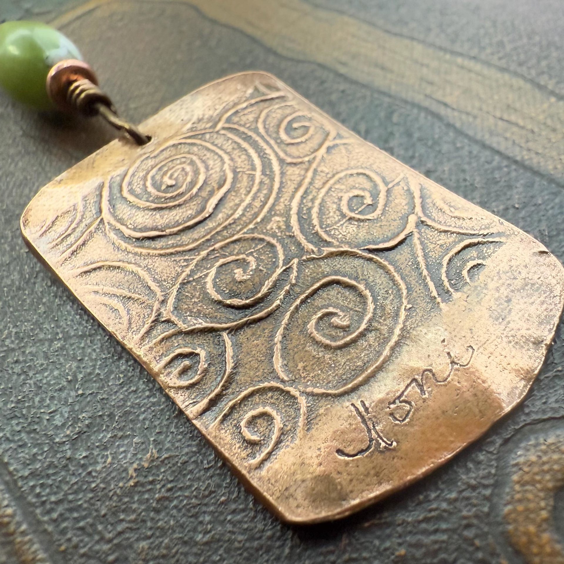 Copper Tree Sun Pendant, Connemara Marble Bead, Irish Celtic Spirals, Leather & Vegan Cords, Druid Pagan, Celtic Green Witch, Handmade Art